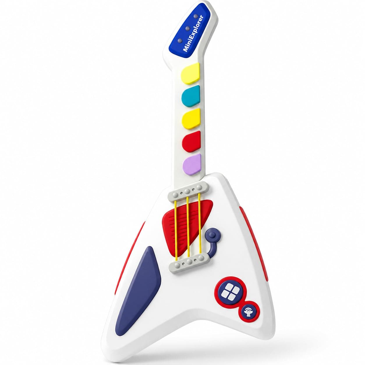 MiniExplorer Kids Electric Guitar Toy | 4 Sound Modes Musical Instrument for Toddlers & Kids | Interactive Music Learning for Beginners | Educational & Fun Toy Gift for Boys & Girls Ages 1+
