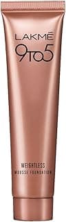 LAKMÉ 9 to 5 Weightless Mousse Foundation Mini|| Beige Vanilla|| Natural Matte Finish Cream Foundation - Long Lasting Full Coverage Face Makeup|| 6 g