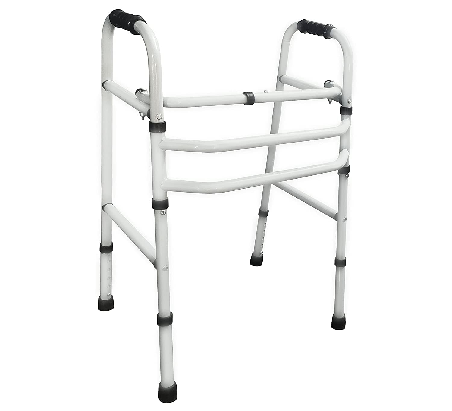 AmbiTech MS Height Adjustable & Double Bar Folding Walker for Adults, Senior Citizens and Patients (Made In India)