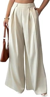 Aahwan Solid High Waist Straight Korean Loose Pleated Wide Leg Trouser for Women's & Girl's