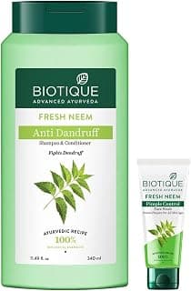 Biotique Bio Neem Margosa Anti Dandruff Shampoo and Conditioner, 340ml And Biotique Bio Neem Purifying Face Wash for All Skin Types, 150ml