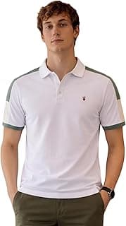 Louis Philippe Men's Slim Fit Premium High-End Pique in Superior Cotton Cut & Sew Design Color Block Shoulder Half Sleeve Polo Tshirt