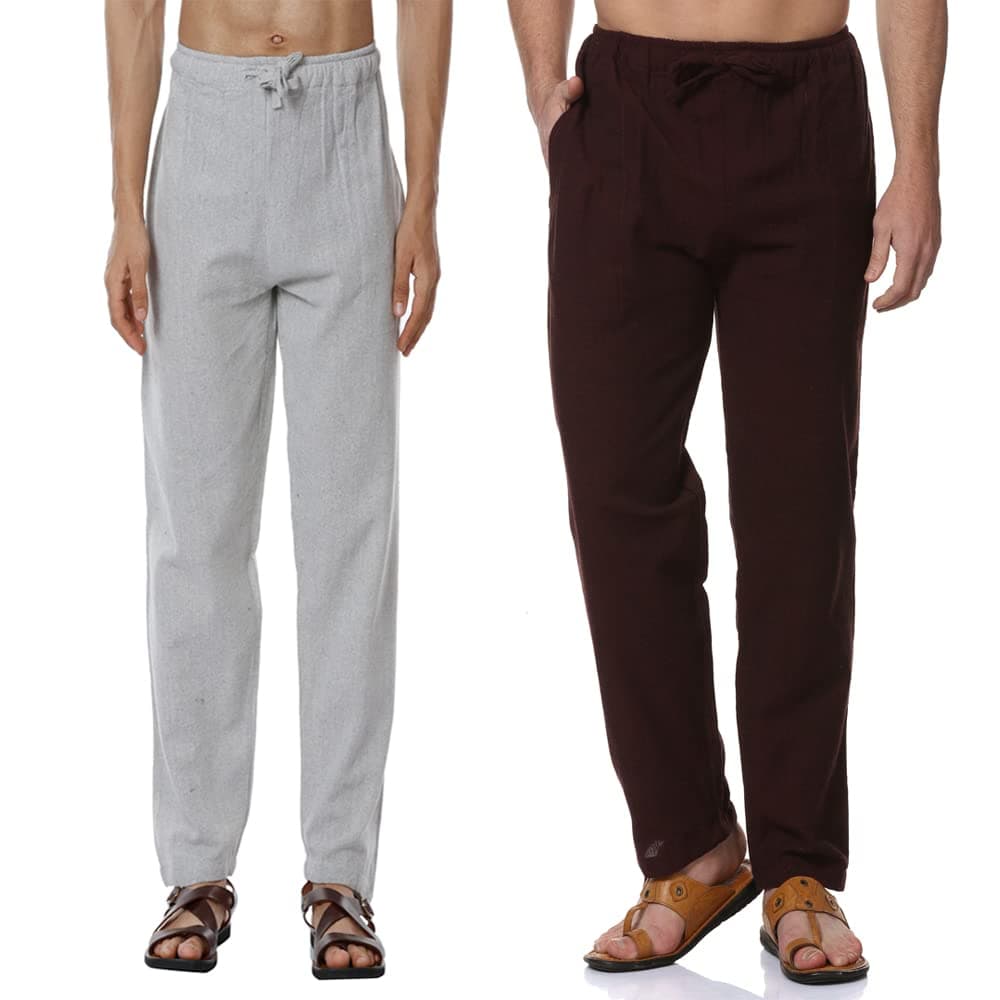 Aatman One Size Men's Eco-Friendly Cotton Pyjama Pack of 2 | Fits Waist Size 28 to 36 Inches