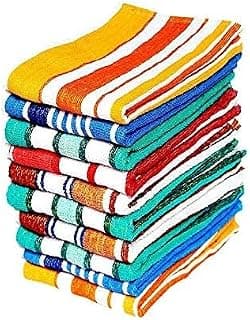 Decorative Kitchen Hand Towels, 10x16 inches, Striped Pattern, Multicolour, Set of 12 (12)