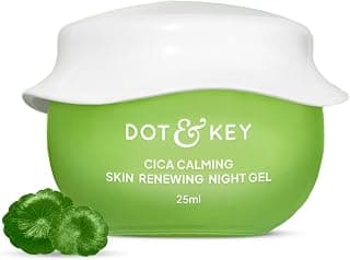 DOT & KEY CICA Calming Skin Renewing Night Gel | For Oily, Acne Prone And Sensitive Skin | Night Cream with Niacinamide, Green Tea & Hyaluronic | Fades Blemishes & Dark Spots | 25ml