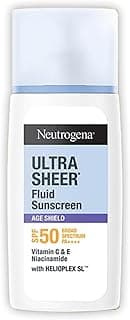 Neutrogena Ultrasheer Age Shield Fluid Sunscreen SPF 50+ PA++++ | Reduces dark spots & Uneven skin tone | No white cast | Lightweight non-greasy formula | Shields from UVA, UVB, Visible Light & Blue Light | 40gm