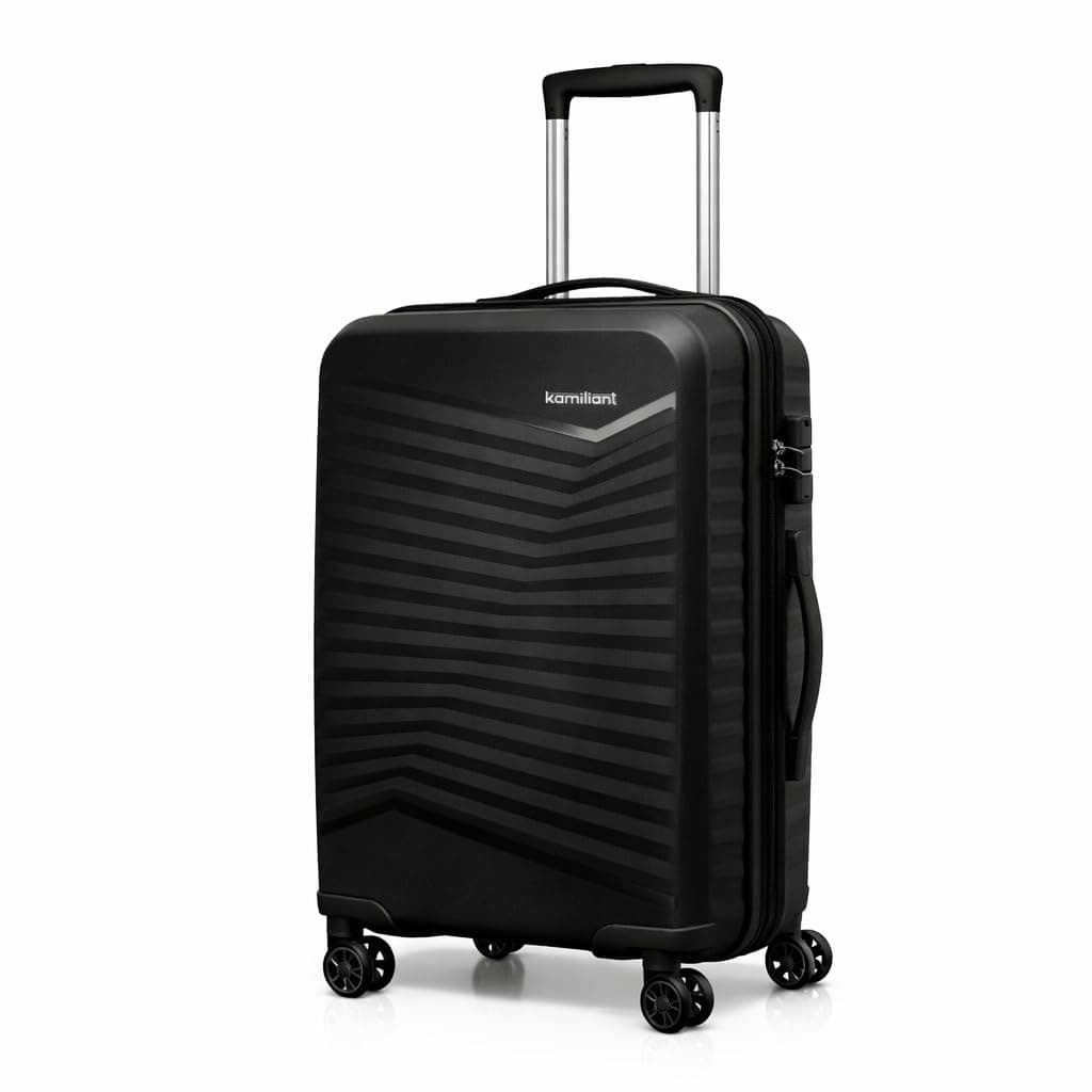 Kamiliant by American Tourister Rock-Lite Medium 68 Cm Check-in Hard Sided Trolley Bag for Men & Women, Suitcase 66L for Travel with 3 Digit Combination Lock - Black