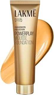 Lakme Powerplay Mousse Foundation, Matte Finish, Full coverage, Lightweight, Long Lasting Face Makeup,Beige Vanilla, 25g