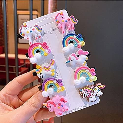 TERA 13 Hair Clip For Girls (5 Pair 10 Pcs) - Return Gifts For Kids, Kanjak Gifts, Unicorn Theme Multicolor Clips