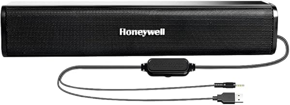 Honeywell Moxie V500 10W Portable USB Wired Soundbar, Speaker for PC,Desktop and Laptop with Volume Control and 3.5 mm AUX,2.0 Channel,52mmX2 Drivers,Plug &Play,2 Yrs Maufacuturer Warranty