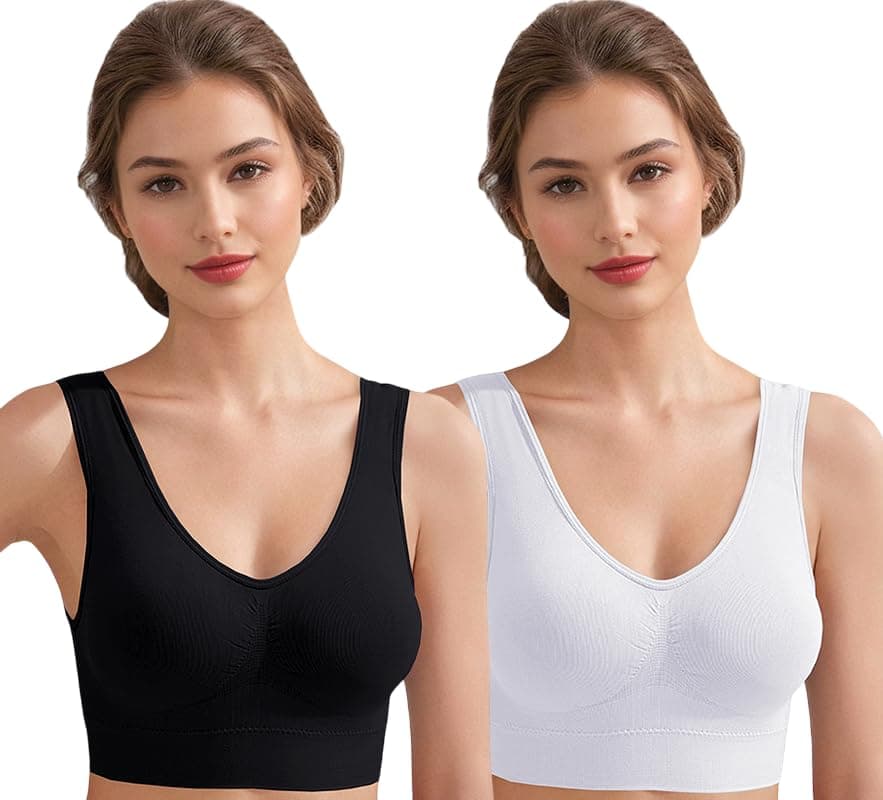 Celary Women's Nylon Wire Free Casual Full-Coverage Sports Bra
