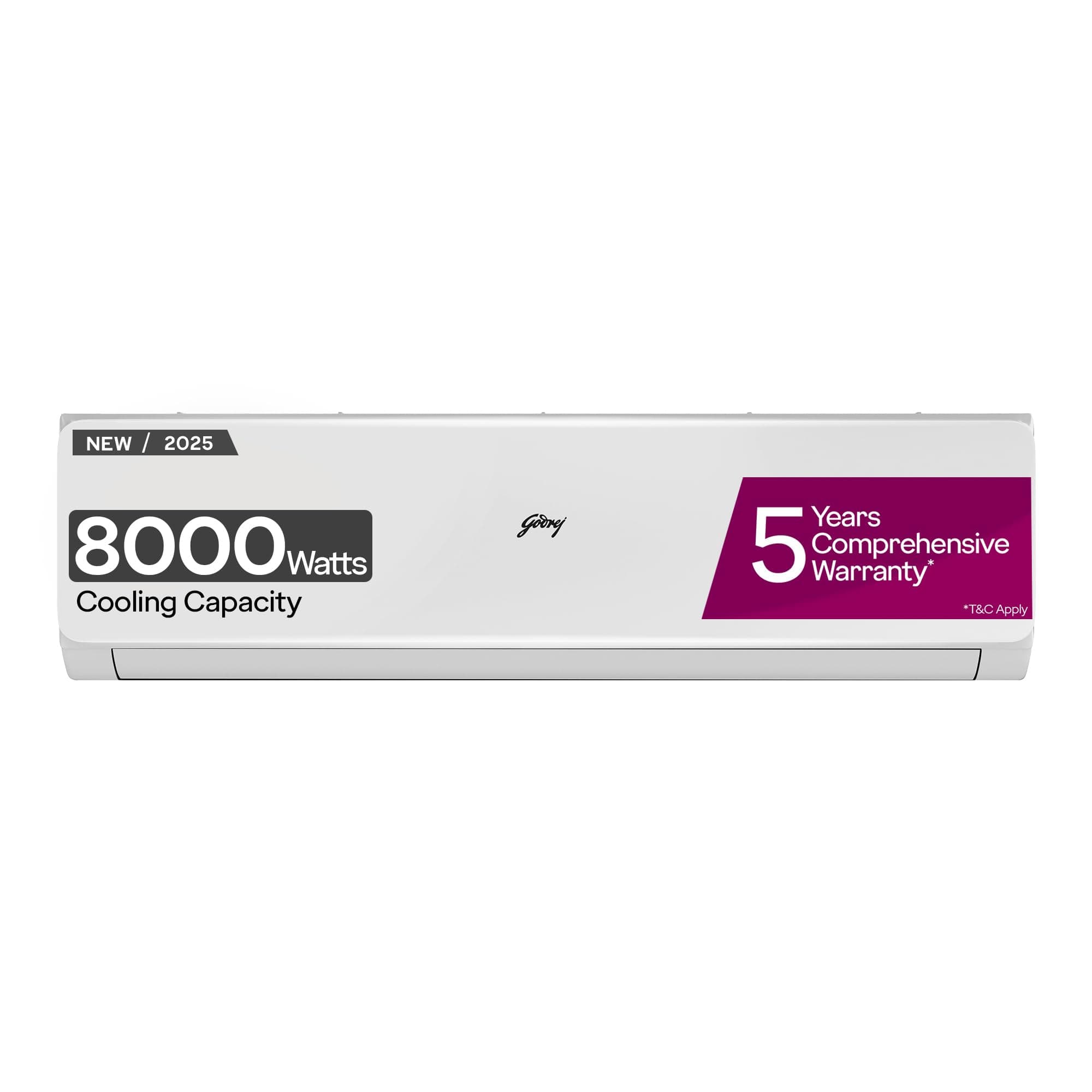 Godrej 3 Ton 3 (5 Years Comprehensive Warranty) 5-In-1 Convertible Cooling, AI powered, Inverter Split AC (Copper, 2025 Model, Heavy duty cooling at 52 °C, AC 3T SIC 36JTC3 WZP, White)