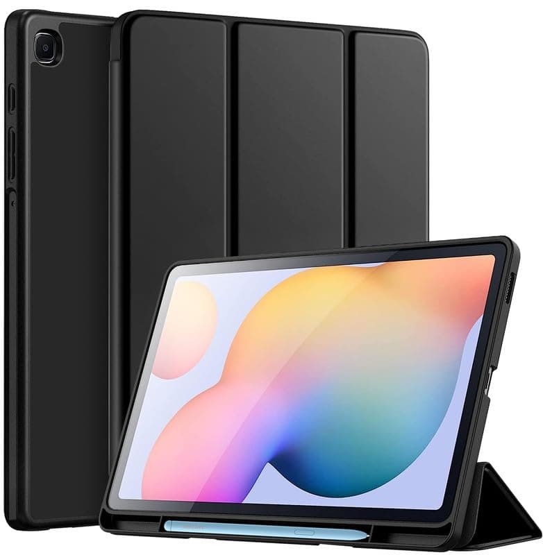 Robustrion Cover for Samsung Galaxy Tab S6 Lite Tablet Cover Case Smart Flexible Case Cover with S Pen Holder for Samsung S6 Lite Tab 10.4 inch [Auto Sleep Wake Support] - Black