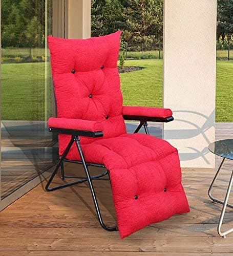 Spacecrafts Recliner Folding Easy Chair | 5 Adjustable Positions | Cushioning | Portable & Space Saving Easy Chair for Home Relax Old Age | Red