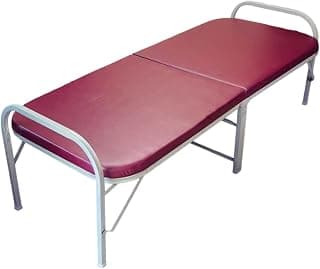 cauvery® Metal Folding Bed Single Size with Double Layer Mattress for Sleeping,Guest Bed Easily Foldable & Storable(2.5 x 6 ft,MAROON1)