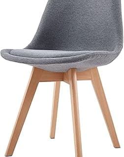 My Art Design - Scandinavian 1 Chair Full Fabric Cushion with Padded & Solid Wood Oak Legs for Cafe, Home, Hotel & Office (Grey Full Fabric)