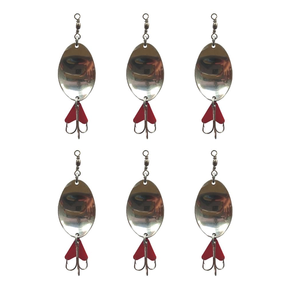 CORAL INDIA - 19gm HYDERABADI Handmade Fishing Spoon Stainless Steel Silver Lure Fishing Tools Accessories Hard Fishing Lures Treble Hooks Metal Lure Baits (19gm-Hyderabadi-Spoon-Pack06)