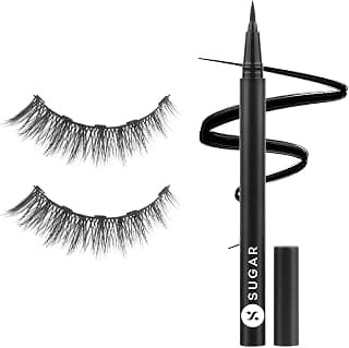 SUGAR Cosmetics Maximeyes Drama Magnetic Eyelashes & Eyeliner, Matte Finish - 02 Exceptional - Chic & Classy (Lengthening) - 3 ml