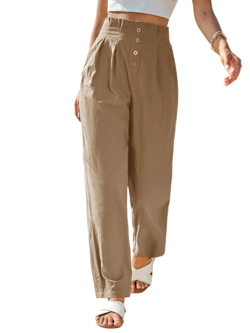 LITZO Women High Rise High Waist Trousers Flared Korean Style Formal Pants with Wide Baggy Fit| Elegant Workwear for Office, College & Events (L-198-200)