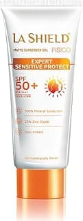 La Shield Fisico SPF 50 PA++++ 100% Mineral Sunscreen|Water Resistant Upto 8hours|Chemical filterfree|Non-greasy|Lightweight|No Whitecast|Broad spectrum|Dermatologist Prescribed|For Sensitive skin|50g