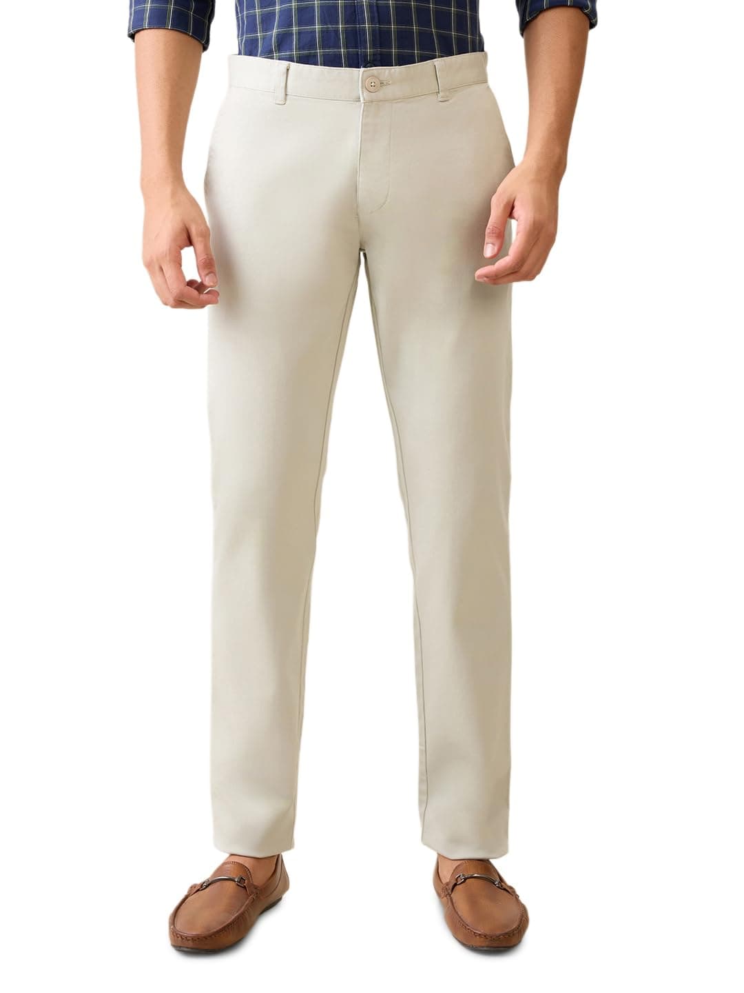 Parx Men Low Rise Tapered Fit Print Pattern Cotton Blend Flat Front Casual Trouser