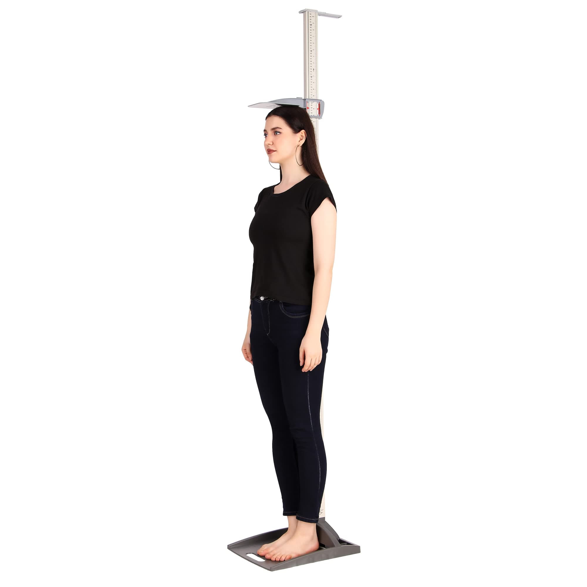 PRESTIGE Plastic Height Measuring Scale (Stadiometer) For Adults & Children 210 Cm With Unbreakable Base (Grey,White)