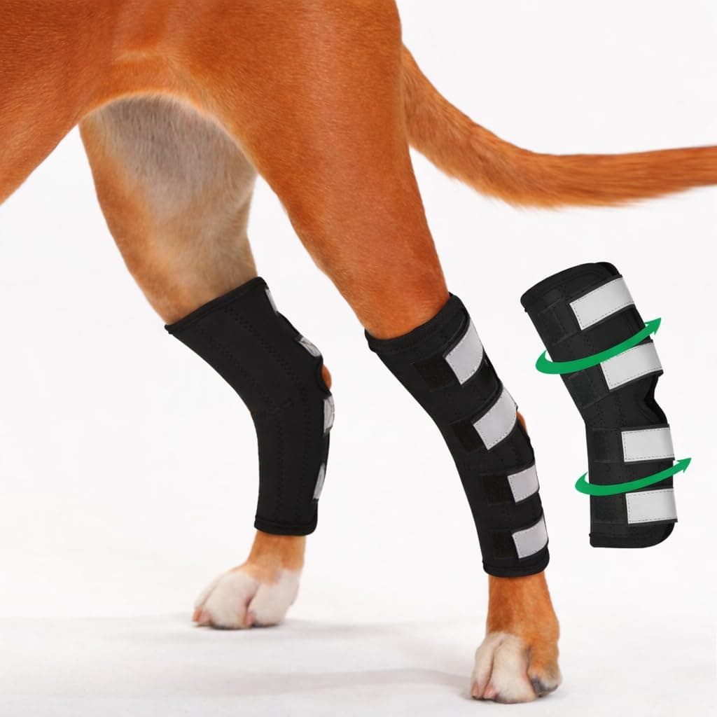 BELTWALA Canine Rear Leg Hock Brace for Dogs (Pair) | Adjustable Compression Support Sleeve for Hind Legs | Helps Protect Wounds, Supports Injury Recovery, Joint Stability and Mobility