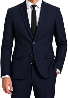 Generic Men's Formal Blazer, Black and Blue, Matty Fabric, Single Breasted, Smart Casual Style