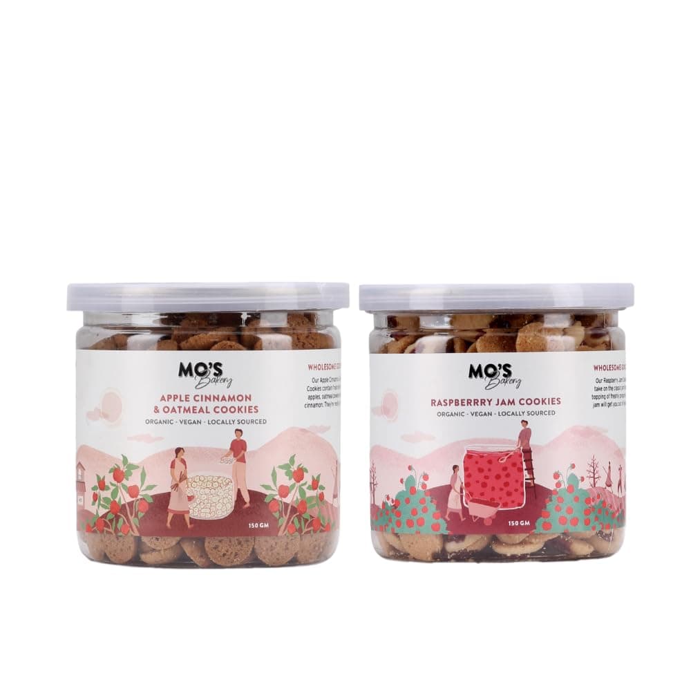 Mo's Cookies Combo|Delightful Cookies Combo|300G| Pack of Two Gourmet Jars|100% Natural & Preservatives Free|Rakhi Combo