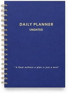 Awestuffs Daily Planner Undated, Schedule Your Day, Manage to-do List, Goals Tracker, Wellness Tracker - 3 Month Planner - (Premium Hardbound with Golden Spiral) (A5-21 x 15 cm)