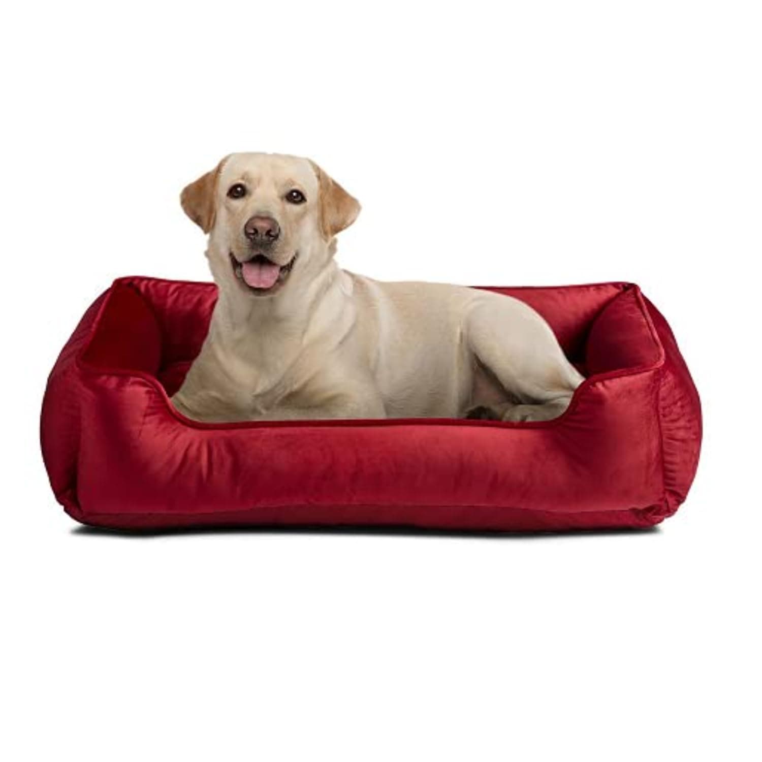 UNIQUE PET COLLECTION Gorgeous Square Shape Reversable Red Color Ultra Soft Ethnic Designer Velvet Bed for Dog/Cat (Export Quality) (‎Red, M)