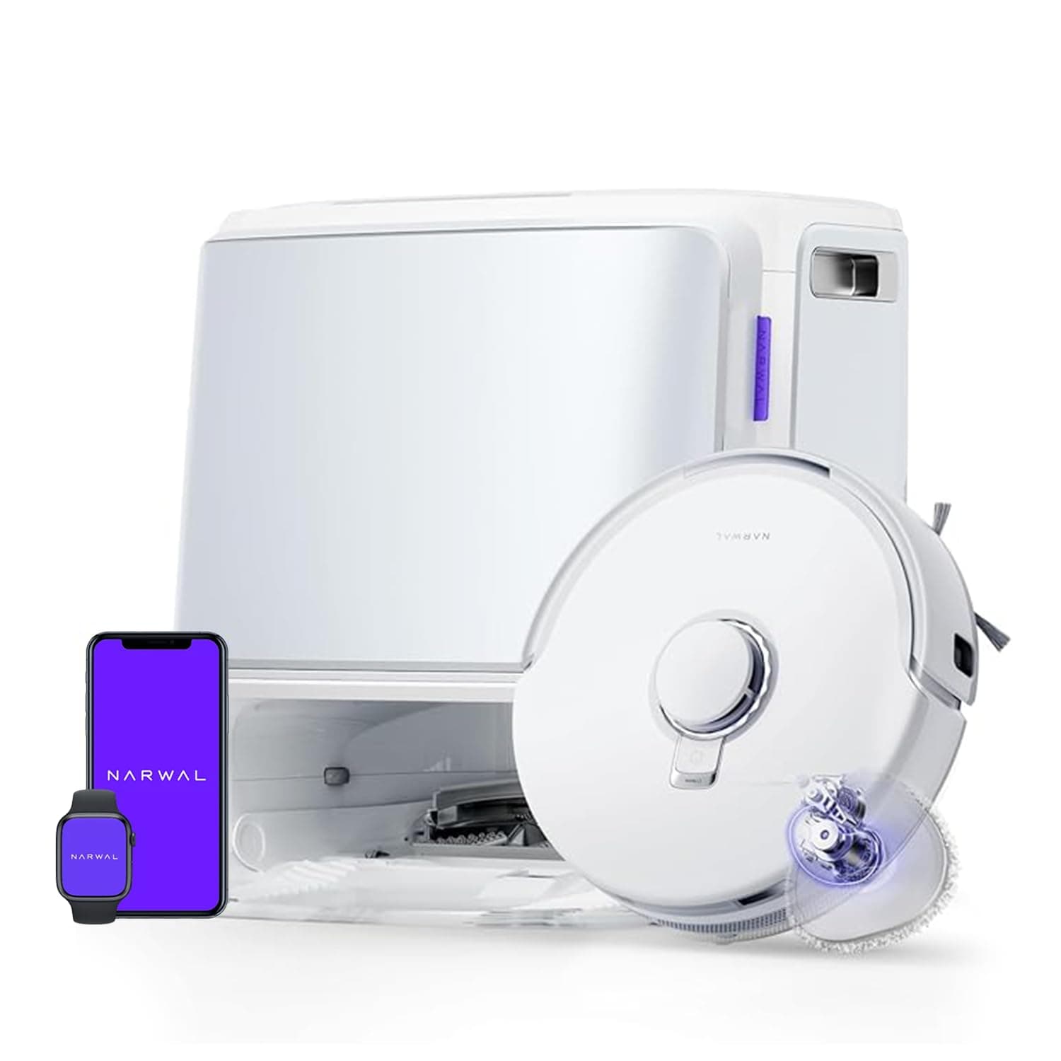 NARWAL Freo Z10 Robot Vacuum & Mop, 120-Day Dust Bin, Tangle-Free Brush, Self-Cleaning, Corner Mop, 15000Pa Suction, Smart Dirt Sensors, Works with Google, Alexa, Siri & App