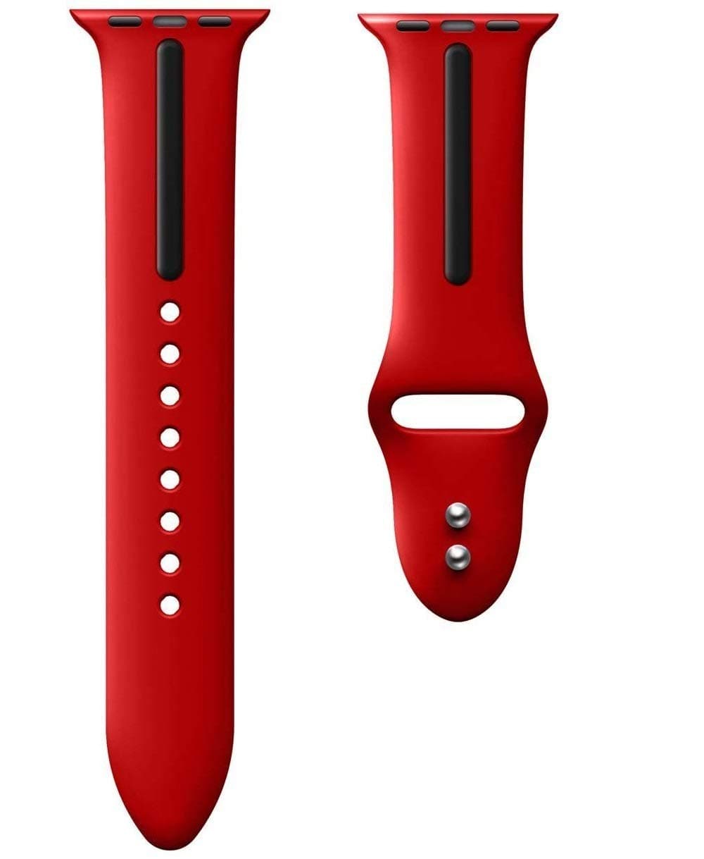 OBOE 38/40mm Sports Silicone Dual Color Watchband Breathable Strap Compatible with Apple Watch iWatch Series 5/4/3/2/1 (Red-Black)