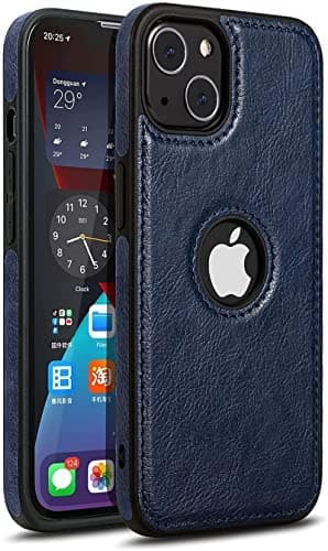 MIDOS Back Cover Compatible with Apple iPhone 15 Leather Case Flexible Slim Cover for iPhone 15 (Blue)