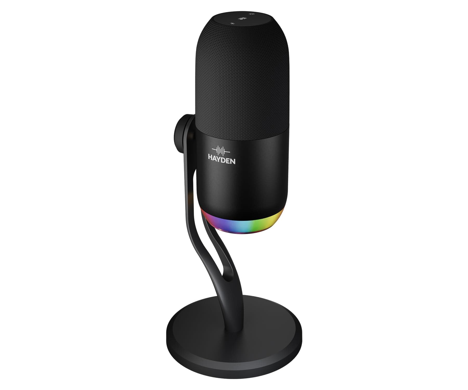 hayden HY-C45 Professional Condenser Microphone | Studio Mic 192kHz 24-Bit Recording with Type-C Output RGB Light Touch Mute AUX Monitoring Metal Stand for Singing Podcast Streaming Recording