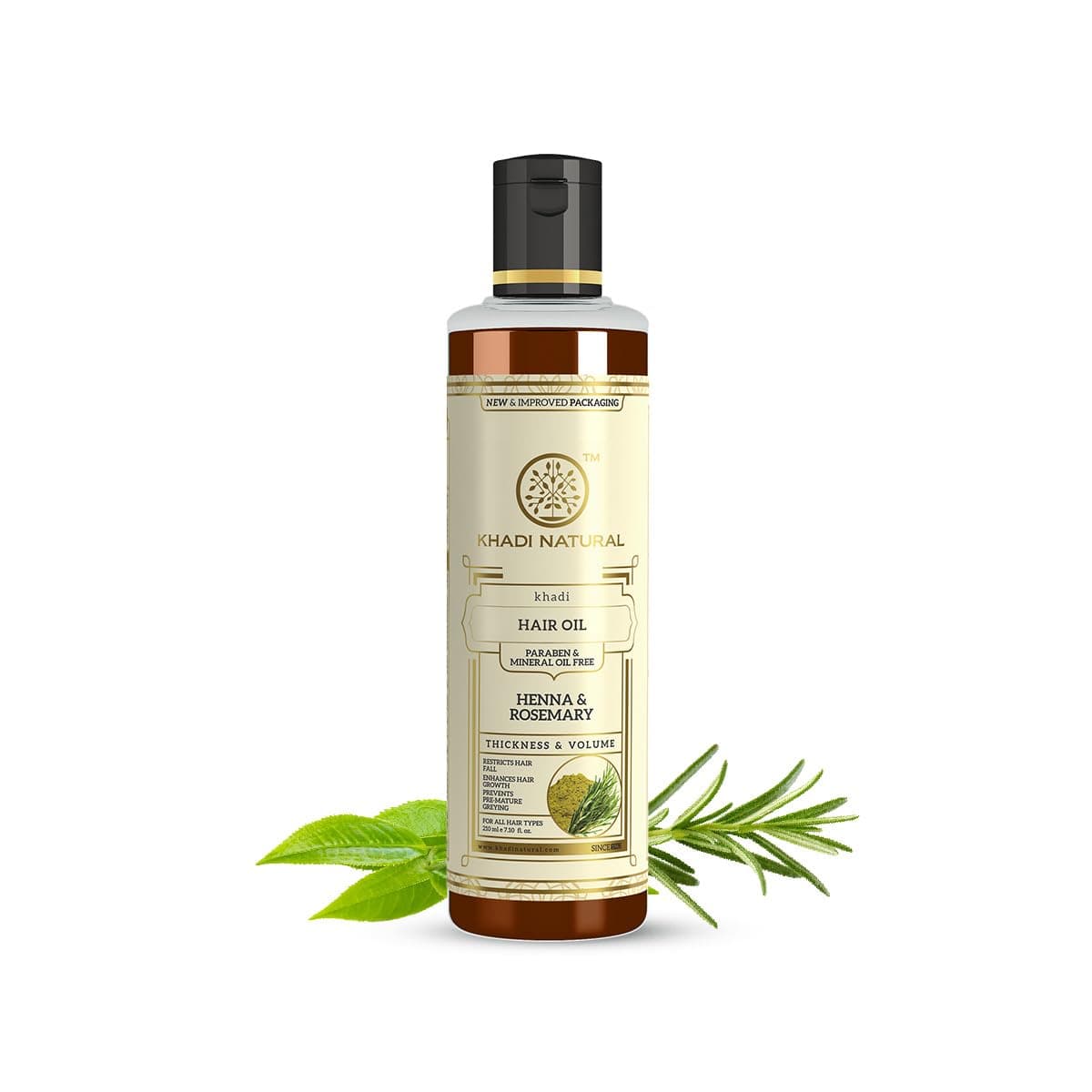 Khadi Natural Rosemary Henna Hair Oil | Herbal Hair Oil for Scalp Care & Hair Nourishment | Helps Maintain Hair Strength & Improve Hair Texture | Gentle Herbal Hair Care | Suitable for All Hair Types | 210ml