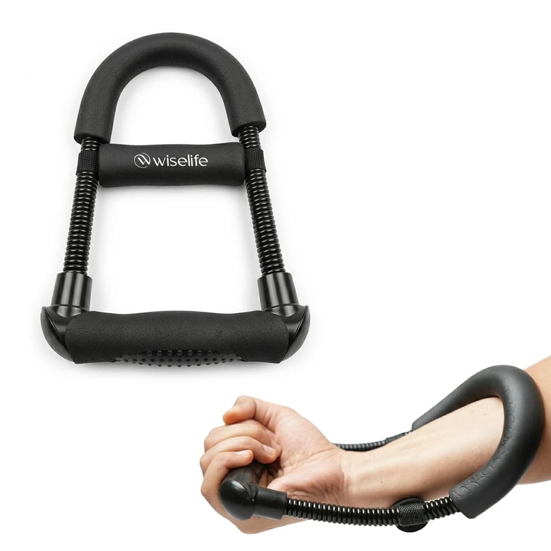 Wiselife Adjustable Grip Strengthener for Forearm, Wrist, Finger & Arm Workout (Black) Improves Grip Power, Muscle Endurance for Home Gym Fitness Training, Rehabilitation & Daily Use Equipment (Forearm Strenghthener)