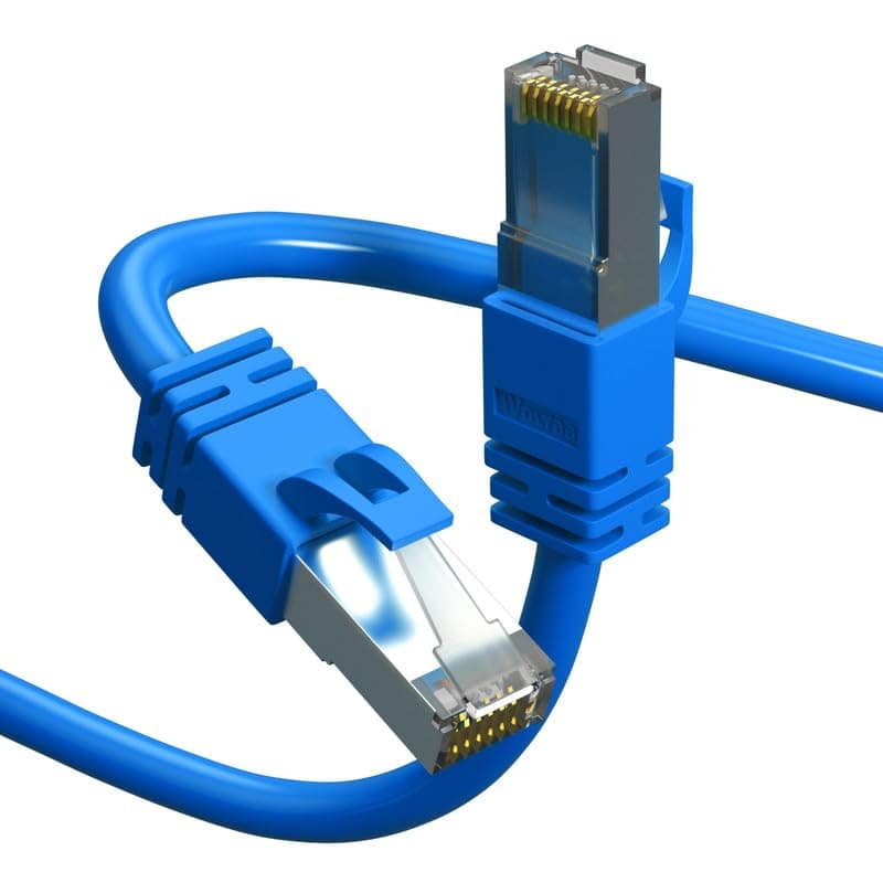 iVoltaa Ethernet Cable CAT6A Cable Dual Shielded (SF/UTP), 100% Copper, Professional Series - 10 Gbps LAN Network/High Speed Internet Cable, 550MHZ, Blue - 1 feet (0.3 m)