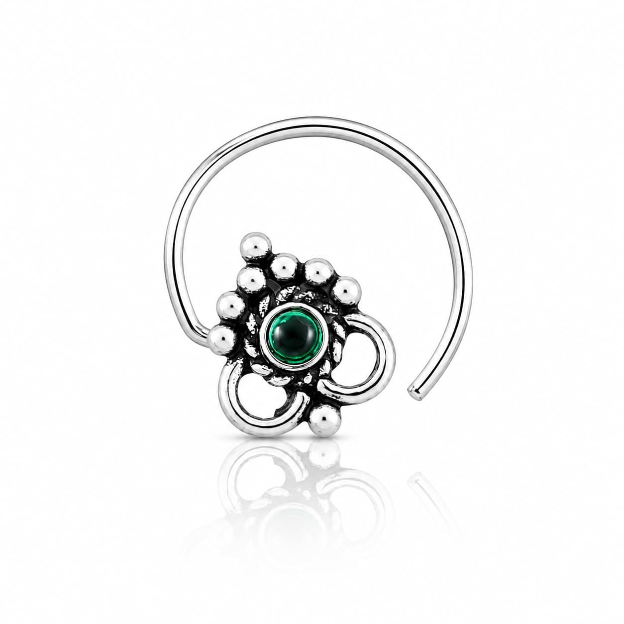 NEMICHAND JEWELS 925 sterling Silver oxidized Nose Pin/Nose ring for womens (ss-3)