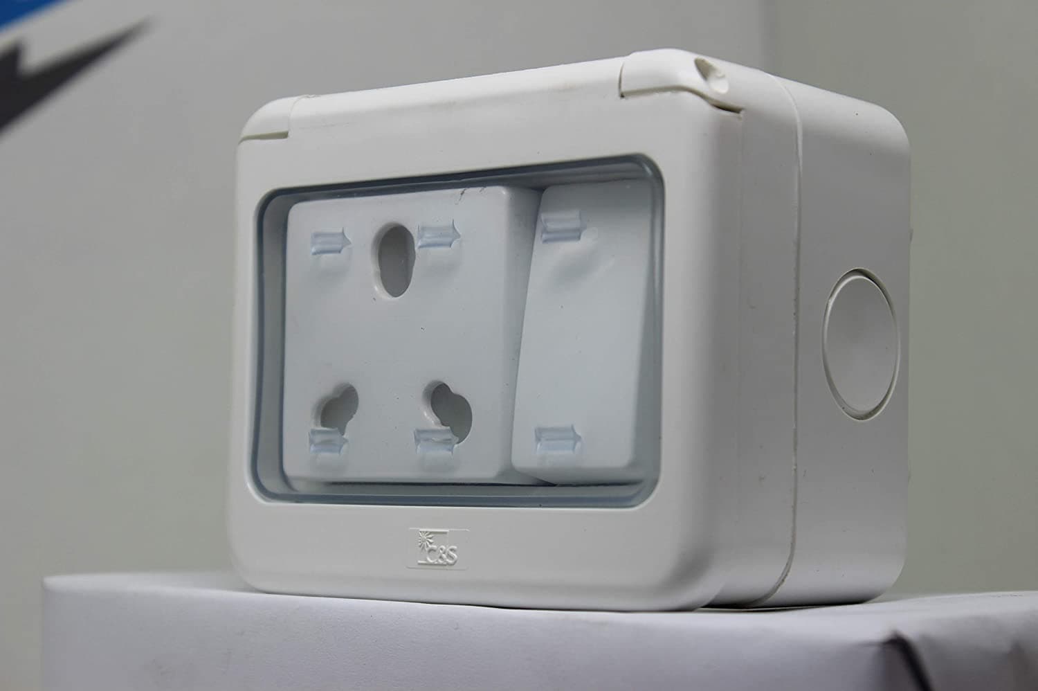 Epic Water Proof 3 Module Plastic Gang Box With Switch & Socket (16 Amp Switch & Socket)