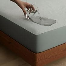 Livspace 100% Waterproof Premium Cotton Feel Ultra Soft Mattress Protector King Size | 78" x 72" | Noiseless, Breathable & Hypoallergenic Bed Protector, Fits Upto 10" - Bello Cosy Canopy (Grey)