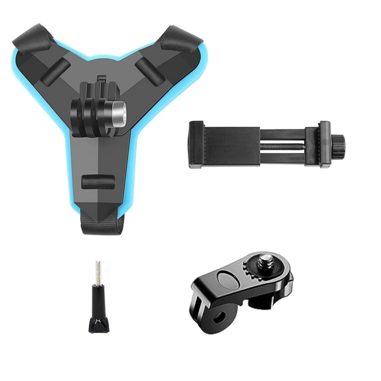 Sounce Helmet Chin Strap Mount with Mobile Clip & Screw Compatible with All Smart Phones Go pro Hero 9/8/7/6,SJCAM, Yi, DJI Osmo Action & Other Action Cameras (Multipurpose Helmet Mount)