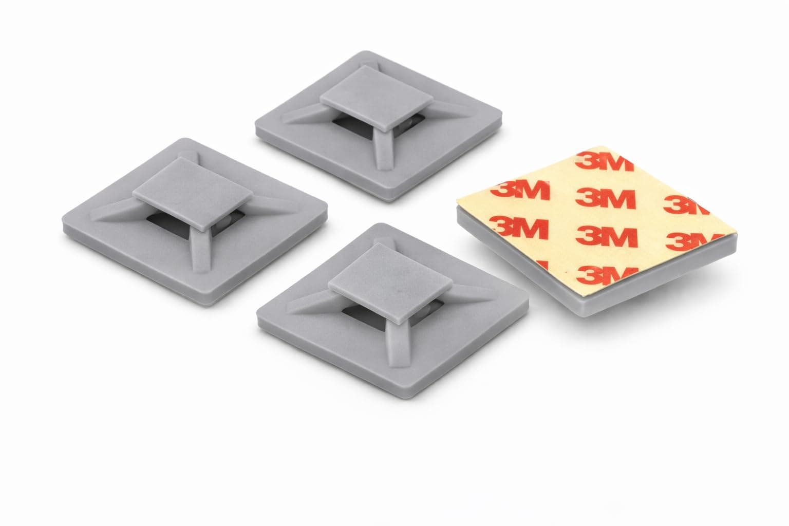 Sylix 3M Cable Tie Mount 25x25mm, Self Adhesive Gray Nylon Base, Heavy Duty Cable Management Mount with Strong 3M Adhesive, Pack of 100Pcs