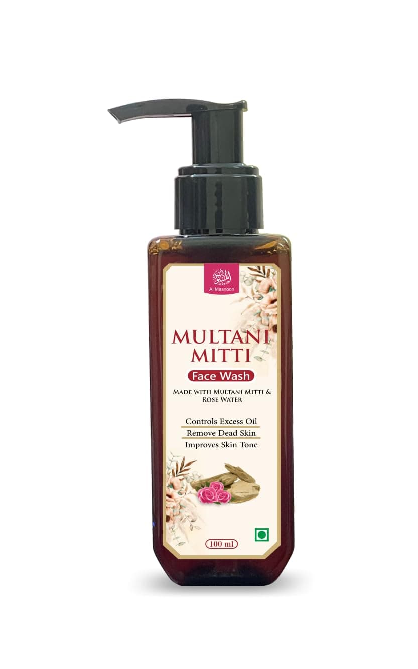 AL MASNOON Multani Mitti Face Wash Wth Rose Water For Oil Control & Acne 100ml (Pack of 1) 100% Natural/Sls & Paraben Free