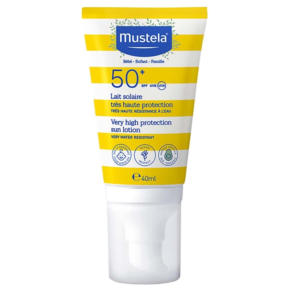 Mustela Sunscreen SPF 50-40ml - Broad Spectrum UV Protection for Sensitive Skin - Water-Resistant Baby Sunscreen - Hypoallergenic & Dermatologist-Tested - For babies and adults