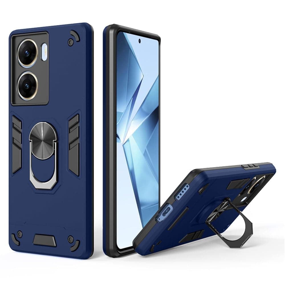 amazon basics Kickstand Mobile Cover (360° Rotating Ring Holder) for Vivo V29e 5G (Blue)
