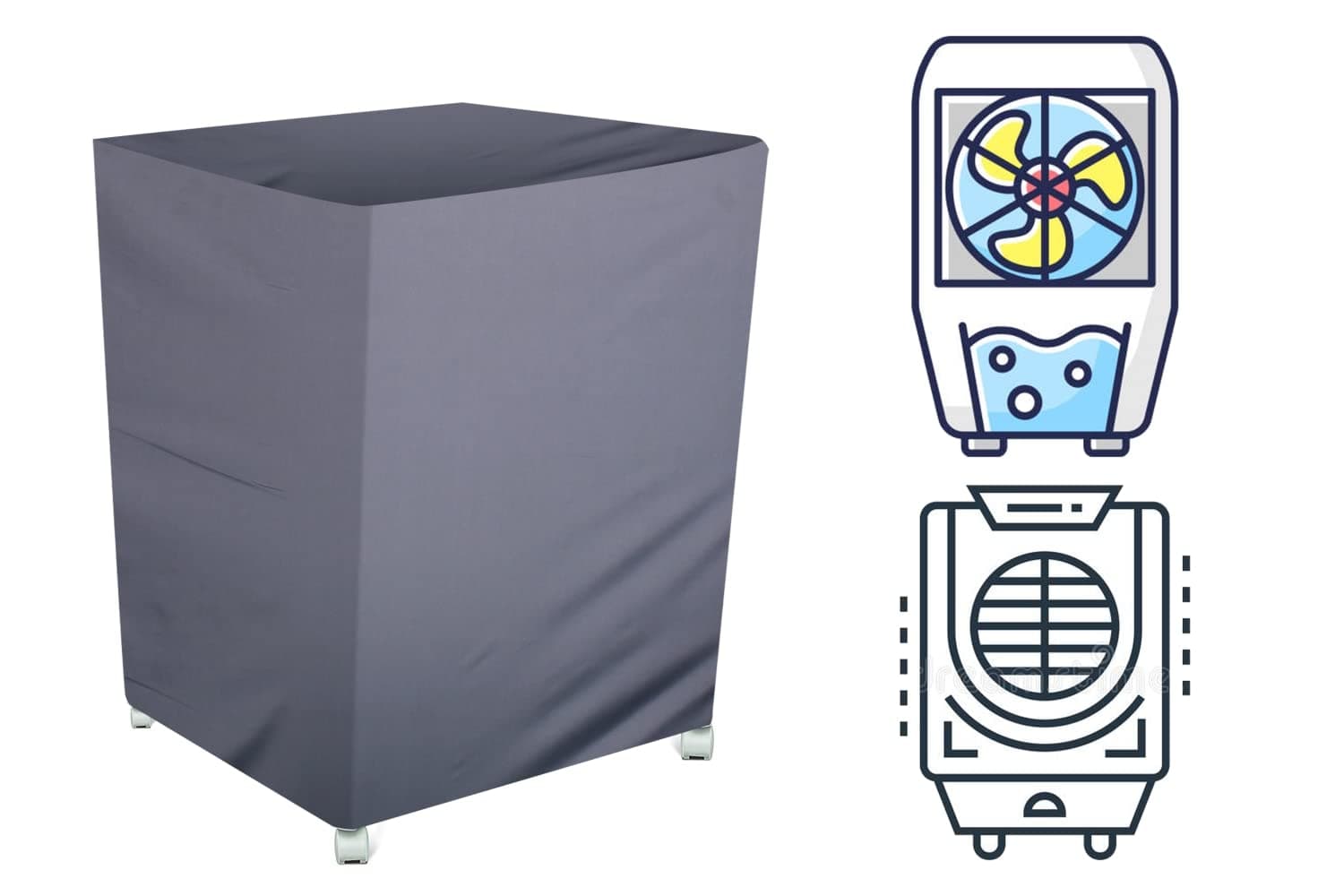 Stylista Cooler Cover Compatible for Kenstar KCLCGDGY060FRH-ETA 60 Liter Desert Cooler Grey Color