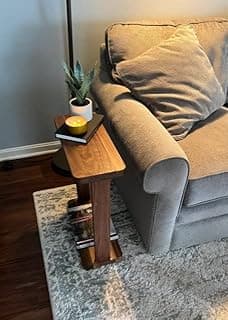 Umark Side Table with Lower Shelf for Home Decor,Living Room, Single Sofa Table Natural Finish