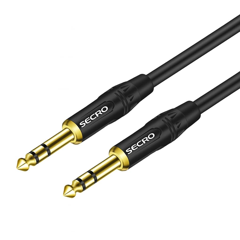 SeCro Gold Plated Guitar Instrument Cable, 6.35mm (1/4) TRS to 6.35mm (1/4) TRS Stereo Audio Cable for Electric Guitar,Mandolin, Bass, Amplifier, Keyboard, Mixing Desks (3 Meter)