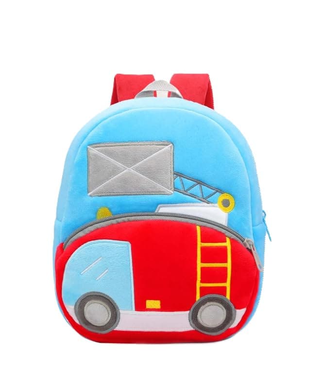 blue tree School Bag for Cute Kids for (1-6 Years), Preschool Soft Plush Ladder Truck Bag for Toddlers, Travel Cartoon Backpack for Baby Boys